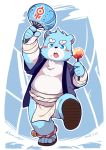  2018 anthro asian_clothing blue_body blue_fur blush clothing east_asian_clothing footwear fundoshi fur hi_res humanoid_hands japanese_clothing kemono male mammal sandals slightly_chubby solo underwear ursid white_body white_fur wolfsoul young 全兽出击 十泉浩 