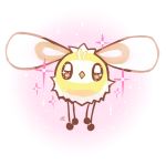  +_+ 2016 black_eyes commentary creature cutiefly english_commentary full_body gen_7_pokemon highres milka_(milk4ppl) no_humans pink_background pokemon pokemon_(creature) polka_dot polka_dot_background signature sparkle 