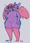  &lt;3 &lt;3_eyes 2_heads ? anthro avian beak breasts eerieviolet eyewear female glasses goo_transformation hi_res multi_head nude open_mouth standing surprise thick_thighs transformation wide_hips wings 