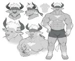  2020 5_fingers 5_toes abs anthro biceps biped bovid bovine cattle clothed clothing fingers fur hair hi_res horn humanoid_hands male mammal muscular muscular_male nipples pecs rpbbw shennong solo toes tokyo_afterschool_summoners topless video_games 