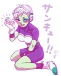  +++ 1girl armor belt between_legs bike_shorts blush bodysuit boots breasts cheelai collarbone dragon_ball dragon_ball_super full_body gloves green_skin hand_between_legs looking_at_viewer lowres medium_breasts ok_sign open_mouth pukapuka_(1577280) purple_bodysuit purple_eyes purple_shorts scouter seiza shaded_face shiny shiny_hair short_hair shorts simple_background sitting solo teeth tongue translation_request upper_teeth very_short_hair white_background white_footwear white_gloves white_hair 