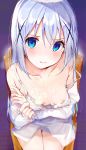  1girl absurdres angora_rabbit animal animal_on_head aqua_hair bare_shoulders bow bow_bra bra breasts bunny bunny_on_head closed_mouth collarbone cum cum_on_body cum_on_breasts cum_on_upper_body empty_eyes fanbox_reward from_above gochuumon_wa_usagi_desu_ka? gradient gradient_hair hair_between_eyes hair_ornament highres kafuu_chino lace lace-trimmed_bra light_blue_hair long_hair long_sleeves looking_at_viewer multicolored_hair off_shoulder on_head paid_reward rouka_(akatyann) sidelocks sitting small_breasts solo tearing_up tears tippy_(gochiusa) two-tone_hair underwear very_long_hair white_bow x_hair_ornament 