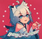  1girl ahoge animal_ears bakadebiru blue_eyes detached_sleeves fox_ears fox_girl hololive looking_at_viewer mahjong open_mouth shirakami_fubuki smile virtual_youtuber white_hair 