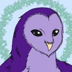  2020 ambiguous_gender anthro avian beak bird digital_media_(artwork) feathers fur hi_res owl prismanoodle_(artist) purple_body purple_fur simple_background solo 