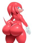  anthro big_butt butt clothing echidna girly gloves handwear hi_res knuckles_the_echidna looking_at_viewer looking_back male mammal monotreme nude simple_background solo sonic_the_hedgehog_(series) sqoon white_background 