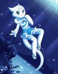  2020 absurd_res anthro aurawing blue_body blue_eyes blue_skin bubble clothing deep_sea female flat_chested hi_res kemono long_tail looking_at_viewer mammal nude sea smile underwater water young 