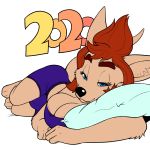  2020 alpha_channel anthro areola areola_slip blue_eyes breasts bulge cleavage clothed clothing dawmino digital_media_(artwork) eyelashes gynomorph hair half-closed_eyes hi_res intersex kangaroo looking_at_viewer lying macropod mammal marsupial narrowed_eyes on_side pillow short_hair simple_background solo tracy_vale transparent_background 