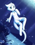  2020 absurd_res anthro aurawing blue_body blue_eyes blue_skin female flat_chested hi_res kemono long_tail looking_at_viewer mammal navel nipples nude sea smile solo underwater water young 