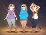  2020 4_fingers 4_toes anthro barefoot brown_eyes clothed clothing digital_media_(artwork) female fingers herpestid mammal meerkat midriff navel smile solo tasanko this_was_an_invalid_tag_name toes 