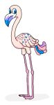  2020 ambiguous_gender avian beak bird blue_eyes feathers feral flamingo hi_res long_neck ms_paint multicolored_beak multicolored_body multicolored_feathers simple_background solo thatcringeyfanuwu white_background 
