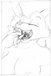  2007 anthro big_breasts breasts canid canine duo female female/female female_pred female_prey fox hi_res macro mammal michael_higgs micro oral_vore traditional_media_(artwork) vore 