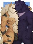  abs animal_genitalia animal_penis anthro arcanine balls balls_touching basch blonde_hair body_hair canid canine canine_penis canis chest_hair chest_tuft fangs frottage genitals hair hi_res looking_at_another looking_at_partner male male/male mammal muscular muscular_male nintendo nude penis penis_tip pinup pok&eacute;mon pok&eacute;mon_(species) poking_out pose sex sheath silver_fang smile standing tuft video_games wolf 