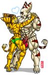  alister_azimuth anthro bulge clothing duo genitals hand_holding lombax male male/male mammal mostly_nude muscular muscular_male penis ratchet ratchet_and_clank rocket_(artist) smile speedo swimwear video_games 