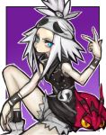  1girl alternate_costume dakusuta hair_bobbles hair_ornament highres homika_(pokemon) pokemon pokemon_(game) pokemon_bw2 pokemon_sm team_skull venipede white_hair 