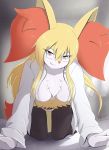  absurd_res all_fours braixen breasts clothed clothing eryz eyewear female front_view glasses hi_res looking_at_viewer nintendo open_shirt panties pok&eacute;mon pok&eacute;mon_(species) shirt solo topwear underwear video_games 