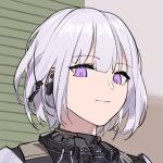  1girl artist_request bangs closed_mouth eyebrows_visible_through_hair face girls_frontline interview_series_(inmu) looking_at_viewer manatsu_no_yo_no_inmu purple_eyes rpk-16_(girls_frontline) short_hair silver_hair solo 