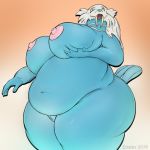  1:1 2019 anthro belly big_breasts blue_body breasts butt detailed eostex female fur hair happy hi_res huge_breasts invalid_tag mammal marine nintendo nipples obese obese_female overweight overweight_female pinniped pok&eacute;mon pok&eacute;mon_(species) portrait pose smile solo standing tusks video_games walrein walrus wide_hips 