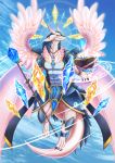  absurd_res anthro blue_eyes claws crystal dragon feathered_wings feathers hi_res kemono looking_at_viewer magic magic_user nagisabus solo wings 