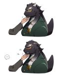  aaassstaro angry chin_scratch clothing disembodied_hand embarrassed felid male mammal pantherine suit tezcatlipoca tokyo_afterschool_summoners video_games wings 