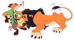  &lt;3 anthro blush canid canine claws clothed clothing crossover disney eye_scar felid feral fox half-closed_eyes hi_res interspecies larger_male lion looking_at_another male male/male mammal narrowed_eyes nick_wilde nude pantherine paws sasamaru scar scar_(the_lion_king) simple_background size_difference smaller_male smile standing the_lion_king white_background zootopia 