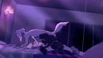  2d_animation animated anime anthro anthro_on_anthro beastars bed big_breasts bikomation bikomation_(artist) bodily_fluids breasts canid canine canis convenient_censorship drooling duo female furniture haru_(beastars) lagomorph legoshi_(beastars) leporid mammal nude purple_theme rabbit saliva sex size_difference text url wolf 