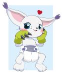  &lt;3 ambiguous_gender big_ears blush claws clothing diaper digimon digimon_(species) gatomon gloves handwear hi_res looking_at_viewer nyanyakotarou solo 