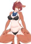  absurd_res anthro blush butt_from_the_front cervid chika_(denyfake) clothed clothing crouching denyfake female hair hi_res mammal simple_background solo thick_thighs white_background 