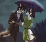  blush canid canine canis duo eyewear glasses hi_res mammal raining tatujapa umbrella wolf 