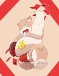  2020 absurd_res anthro asian_clothing azzyyan balls belly clothing east_asian_clothing fundoshi genitals hi_res humanoid_hands japanese_clothing kemono male mammal moobs navel nipples one_eye_closed overweight overweight_male simple_background solo underwear wink young 