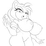  1:1 amy_rose anthro big_breasts breasts cellphone eulipotyphlan female hedgehog hi_res huge_breasts mammal nipples open_mouth phone sonic_the_hedgehog_(series) thecon 