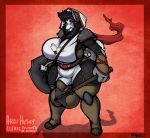  anthro arai araidian_(artist) armor balls big_balls big_breasts big_penis blush breasts bulge canid canine canis chainmail cleric domestic_dog genitals gynomorph hood huge_balls huge_penis husky hyper hyper_balls hyper_bulge hyper_genitalia hyper_penis intersex looking_at_viewer mace mammal melee_weapon nordic_sled_dog penis scarf scroll shield spitz thick_thighs weapon 