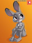  absurd_res breasts claws dipstick_ears disney female fur gradient_background grey_body grey_fur hi_res judy_hopps lagomorph leporid mammal multicolored_ears nude paws purple_eyes rabbit simple_background siroc zootopia 