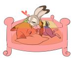  anthro canid canine clothed clothing disney duo eyes_closed fox fully_clothed fur gianamoreno grey_body grey_fur judy_hopps lagomorph leporid mammal nick_wilde pillow rabbit red_fox simple_background sleeping white_background zootopia 