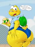 anthro big_butt blush butt clothing green_shell hi_res huge_butt koopa_troopa koops male mario_bros nintendo paper_mario reptile scalie shell simple_background solo sxfpantera text thick_thighs underwear video_games wide_hips 