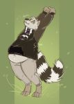  belly danji-isthmus hi_res male mammal procyonid raccoon scarf slightly_chubby stretching tagme 