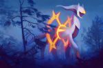  2020 ambiguous_gender arceus detailed_background digital_media_(artwork) feral forest legendary_pok&eacute;mon night nintendo outside pok&eacute;mon pok&eacute;mon_(species) solo tamberella tree video_games 