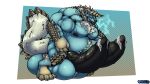  16:9 anthro araidian_(artist) balls big_balls big_penis bodily_fluids capcom cum ejaculation erection fanged_wyvern genital_fluids genitals hi_res huge_balls huge_penis hyper hyper_balls hyper_genitalia hyper_penis male monster_hunter multi_genitalia multi_penis musclegut muscular nipples nude penis vein video_games zinogre 