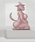  2019 belly bovid breasts butt caprine eostex female goat happy heavy hi_res hooves horn invalid_tag kneeling looking_at_viewer mammal overweight portrait slightly_chubby smile 