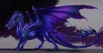  2020 ambiguous_gender blue_body blue_scales claws digital_media_(artwork) dragon feral hi_res horn isvoc membrane_(anatomy) membranous_wings open_mouth purple_body purple_scales scales scalie solo spines teeth tongue western_dragon wings 