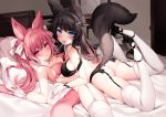  animal_ears ass bra painteen tail thighhighs underwear yuri 