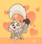  animatedmau anthro arctic_fox blush breasts canid canine clothing detailed fingers flushed fox fur hi_res mammal 