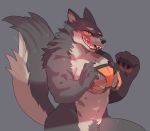  achakura anthro blush canid canine canis clothing male mammal muscular muscular_male solo underwear wolf 