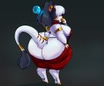  2020 absurd_res anthro big_breasts big_butt bovid boxgoat breasts butt caprine clothed clothing curvy_figure female fur goat hi_res huge_butt mammal signature simple_background solo thick_thighs voluptuous white_body white_fur 