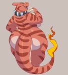  2019 absurd_res anthro anthrofied big_butt boxgoat breasts butt charmeleon claws female fire flaming_tail green_eyes hi_res huge_butt looking_at_viewer nintendo open_mouth pok&eacute;mon pok&eacute;mon_(species) red_body red_scales scales scalie simple_background solo thick_thighs video_games 