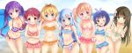  6+girls :d :o ;d absurdres angora_rabbit animal animal_on_head arm_behind_head arm_under_breasts arm_up armpits arms_behind_back ass ass_visible_through_thighs bangs bare_arms bare_shoulders beach bikini black_ribbon blonde_hair blue_bikini blue_eyes blue_hair blue_sky blush bow bow_bikini bracelet breast_hold breasts brown_eyes brown_hair bunny cameltoe cleavage closed_mouth cloud collarbone commentary commentary_request day double_bun eyebrows_visible_through_hair fang flower food frilled_bikini frilled_bikini_top frills gochuumon_wa_usagi_desu_ka? green_bikini green_eyes groin hair_between_eyes hair_bow hair_flower hair_ornament hair_ribbon hairclip hand_on_hip hand_up head_out_of_frame head_tilt highres holding holding_food horizon hoto_cocoa ice_cream jewelry jouga_maya kafuu_chino kirima_sharo large_breasts leaning_forward lens_flare light_brown_hair long_hair looking_at_viewer medium_breasts multiple_girls multiple_views natsu_megumi navel ocean on_head one_eye_closed open_mouth orange_bikini outdoors palm_tree parted_lips petite pink_bikini plaid plaid_bikini polka_dot polka_dot_bikini purple_bikini purple_bow purple_eyes purple_hair red_eyes red_hair ribbon ribbon-trimmed_bikini ribbon_trim rikatan sand short_hair side-tie_bikini side_ponytail sidelocks skin_fang sky small_breasts smile standing standing_on_one_leg stomach striped striped_bikini striped_ribbon sunlight sweat swimsuit tedeza_rize thigh_gap tree twintails ujimatsu_chiya untied untied_bikini very_long_hair wading wardrobe_malfunction water wet white_bow white_flower x_hair_ornament yellow_eyes 