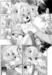  1boy 1girl :o absurdres blush breast_grab breast_sucking breasts breasts_outside closed_eyes cross-section danbo_(rock_clime) doujinshi emphasis_lines faceless faceless_male grabbing greyscale hair_ornament heart hetero highres huge_breasts kusano_yui monochrome motion_lines nipples open_mouth princess_connect! princess_connect!_re:dive raised_eyebrows saliva shiny shiny_skin short_hair tears tongue torogao translated wrist_grab yuuki_(princess_connect) 