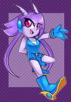  absurd_res action_pose anthro boots breasts cleavage clothed clothing dragon female footwear freedom_planet gloves hair hair_over_eye handwear hi_res hybrid one_eye_obstructed open_mouth pose purple_hair sash_lilac solo timblethimbl video_games 