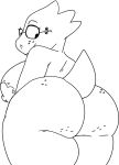  alphys anthro areola big_breasts big_butt breasts butt butt_focus cellulite cl0wn_meat eyewear female freckles glasses looking_at_self looking_back looking_down nipples non-mammal_breasts nude rear_view reptile scalie short_stack smile solo tape thick_tail thick_thighs undertale video_games wide_hips 