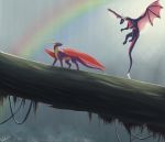  activision ambiguous_gender claws cynder day detailed_background dragon duo feral horn membrane_(anatomy) membranous_wings outside scalie sky spyro spyro_the_dragon valonia-feline video_games western_dragon wings 