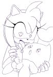 &gt;_&lt; &lt;3 &lt;3_eyes 2020 absurd_res accessory amy_rose anthro balls big_penis blush chao_(sonic) duo erection eulipotyphlan excito eyelashes eyes_closed female genitals hair_accessory hairband handjob hedgehog hi_res humanoid_penis interspecies looking_at_another lying male male/female mammal monochrome on_back open_mouth penile penis sex sonic_the_hedgehog_(series) tongue tongue_out 